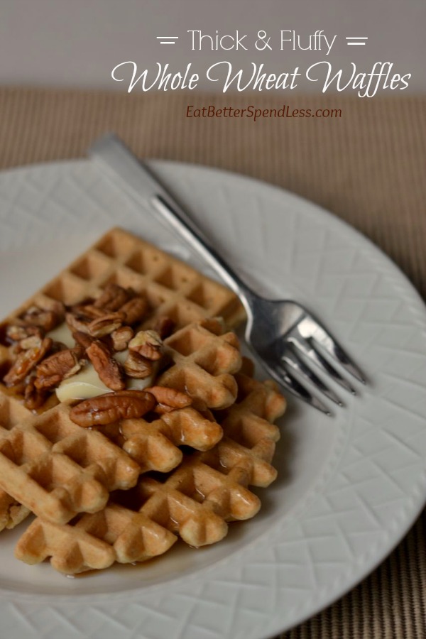  When we switched to whole grains I thought my waffle-eating days were over. But I'm happy to report that I made some healthy tweaks to my long-time favorite waffle recipe and now it's my favorite whole wheat waffle recipe! 